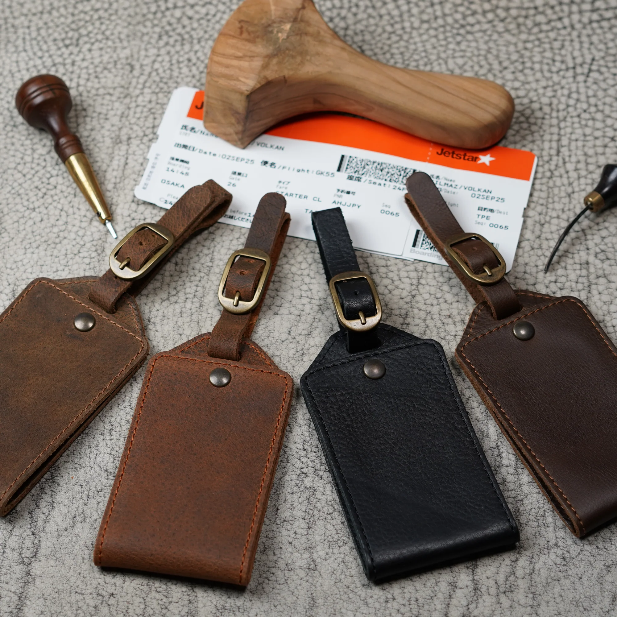 Bond Leather Luggage Tag | Dual Tone Whiskey - Image 2