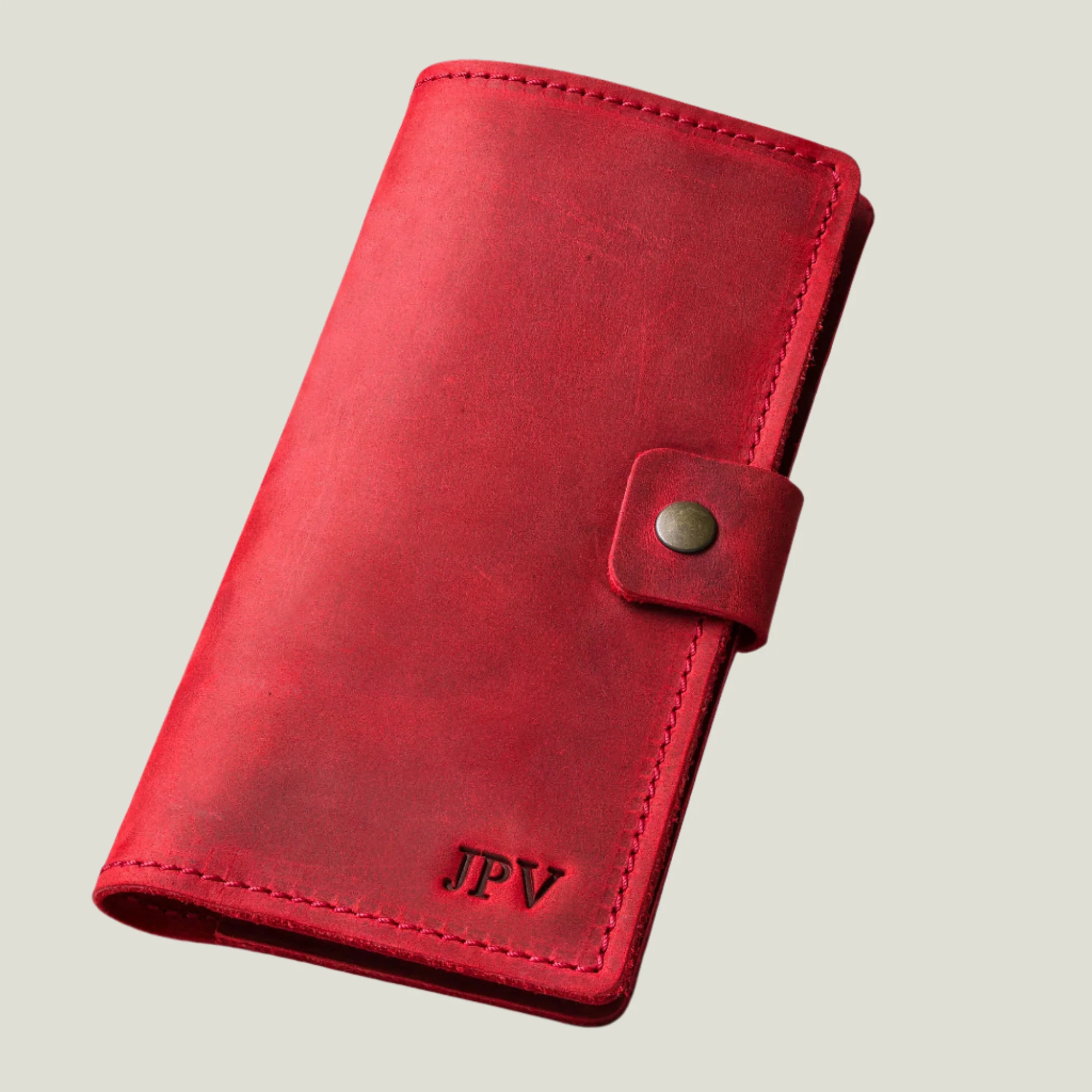 Clark Leather Checkbook Cover | Rose Red - Image 3