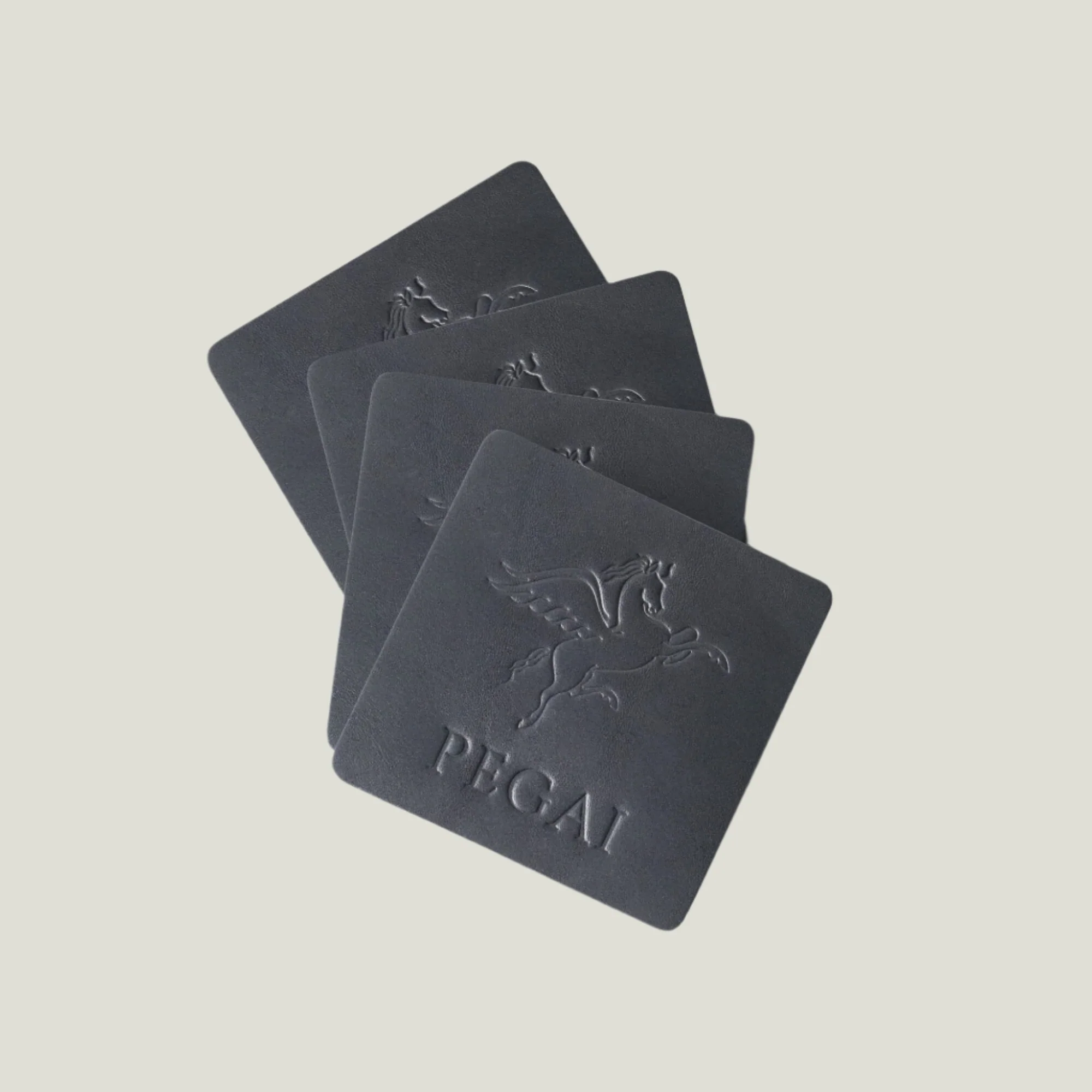 Kirby Leather Coaster Set | Maui Charcoal Black
